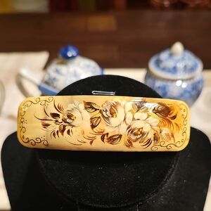 Vintage Hand Painted hair barrette Clip Russian